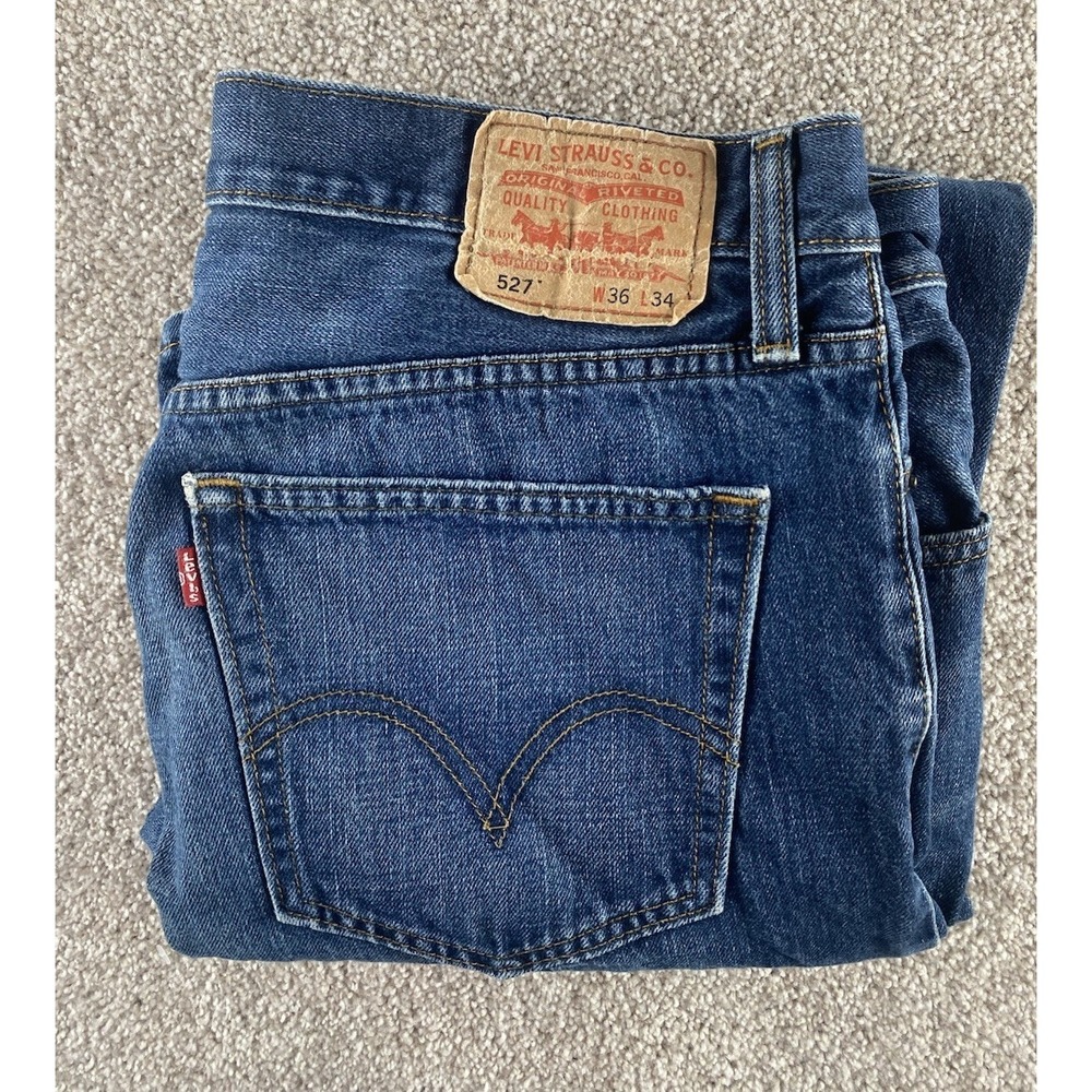 Levi's 527 Bootcut Jeans Dark Wash Mens 36x34 Western Camp Cotton Whisker Hike